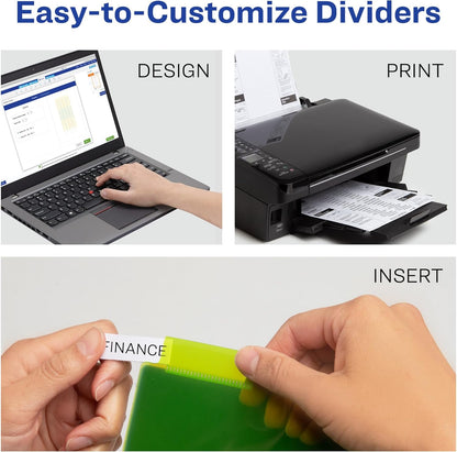 Insertable Plastic Dividers for 3 Ring Binders, 8 Tabs per Set, Big Tabs, Two Pockets, Multicolor Binder Dividers, Works with Sheet Protectors