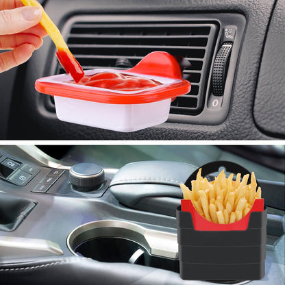 Fry Holder Cup Holder Insert for Car, and Dip Vent Clip for Sauce