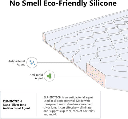 Silicone Dish Drying Mat GREY- 16" x 18" - for Kitchen Counter, Eco-Friendly Fast Dry Dish Mat, Easy Clean Multi Usage Drying Matt, Heat Resistant Trivet