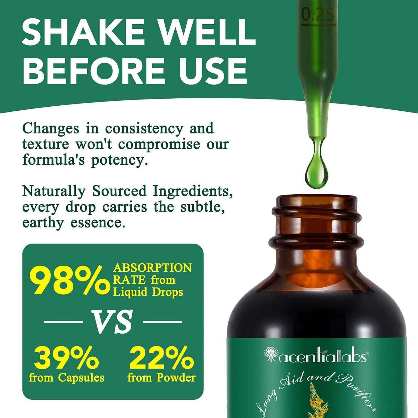 Mullein Drops for Lungs 2 Fl Oz - Mullein Leaf Extract for Lungs with Chlorophyll - Natural Herbal Supplement for Lung Cleanse, Respiratory Support, Boosts Immunity, Digestive Wellness