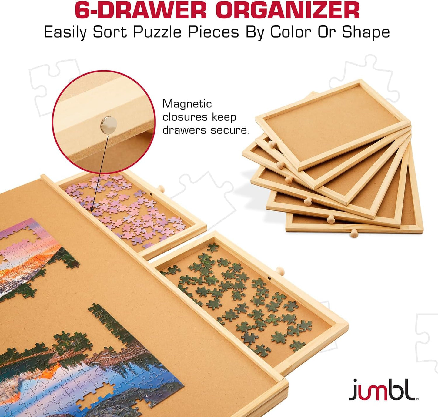 1500-Piece Puzzle Board/Table with Drawers, Lazy Susan Spinner & Cover | Rotating Wooden Jigsaw Puzzle Table for Adults & Kids | Built to Last