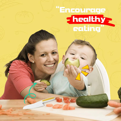 Kids Kitchen Knives, Nylon Toddler Knife Set with Crinkle Cutter, Kid Safe Knife for Real Cooking, Toddlers Friendly Knifes for Kitchen Cooking & Cutting