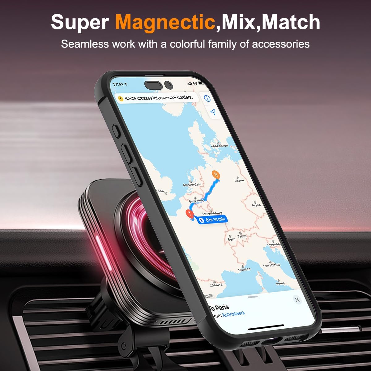 iPhone 16 Pro Case BLACK with 360° Rotatable Magnetic Ring Stand [Compatible Mag-Safe] [Military Grade Protection] Translucent Matte Phone Cases