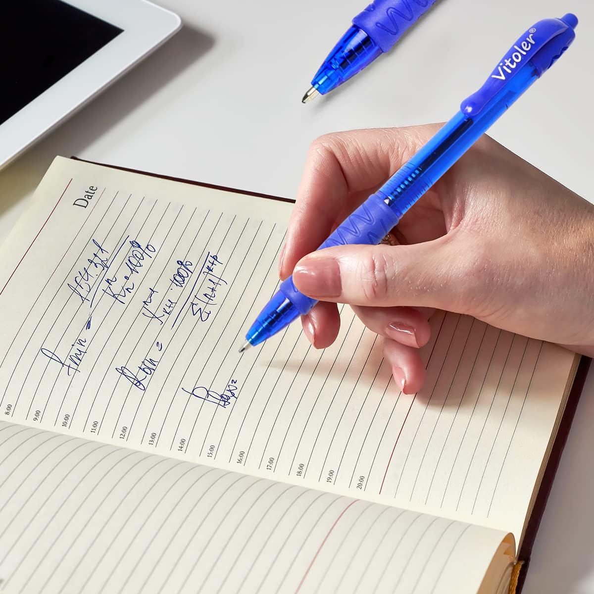 8 Pack Blue Ballpoint Pens, 1.0mm Fine Point Smooth Writing Pens, Retractable Ballpoint Pens for School Office Supplies