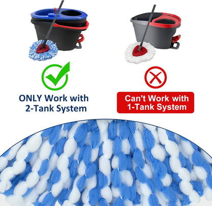 Pack of 3 Spin Mop Head Replacements Compatible with Ocedar RinseClean 2 Tank System, Mop Head Refill Replacement for O-cedar 2 Tank System - Easy to Replace,100% Microfiber, All Hard-surfaced Floor Clean