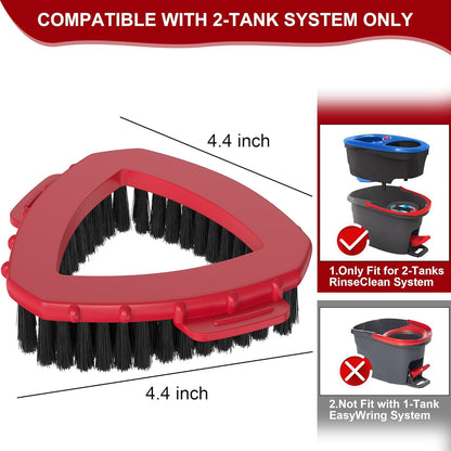 2-Pack Spin Mop Scrub Brush Replacement Heads Compatible with O-Cedar RinseClean 2-Tank System, Triangular Hard-Bristle Scrubber Mop Head for Kitchen and Bathroom Deep Cleaning