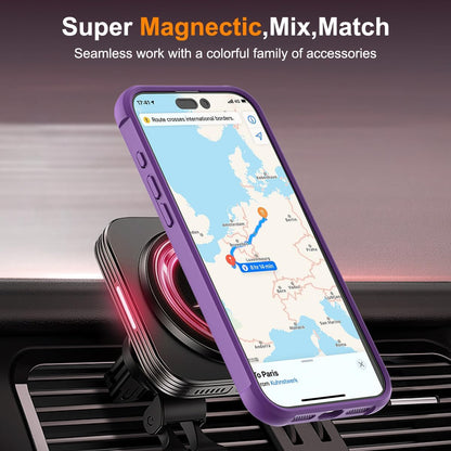 iPhone 16 Pro Case PURPLE with 360° Rotatable Magnetic Ring Stand [Compatible Mag-Safe] [Military Grade Protection] Translucent Matte Phone Cases