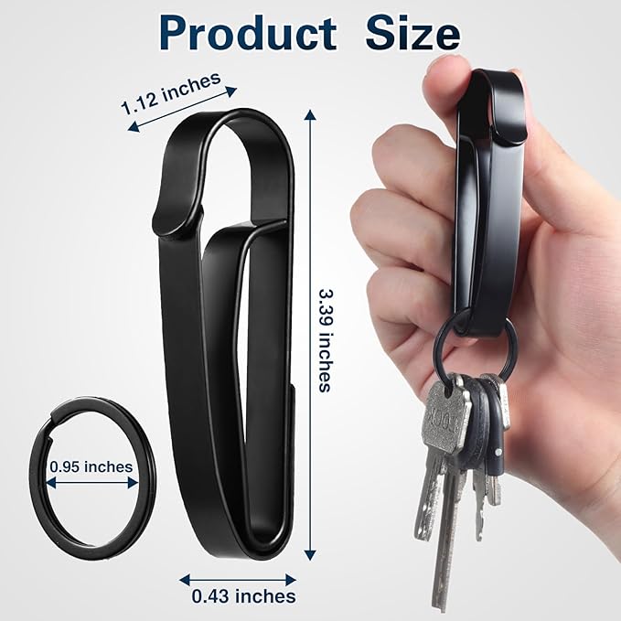 Heavy Duty Belt Key Clip with Quick Release and Removable Rings - 2 Pack