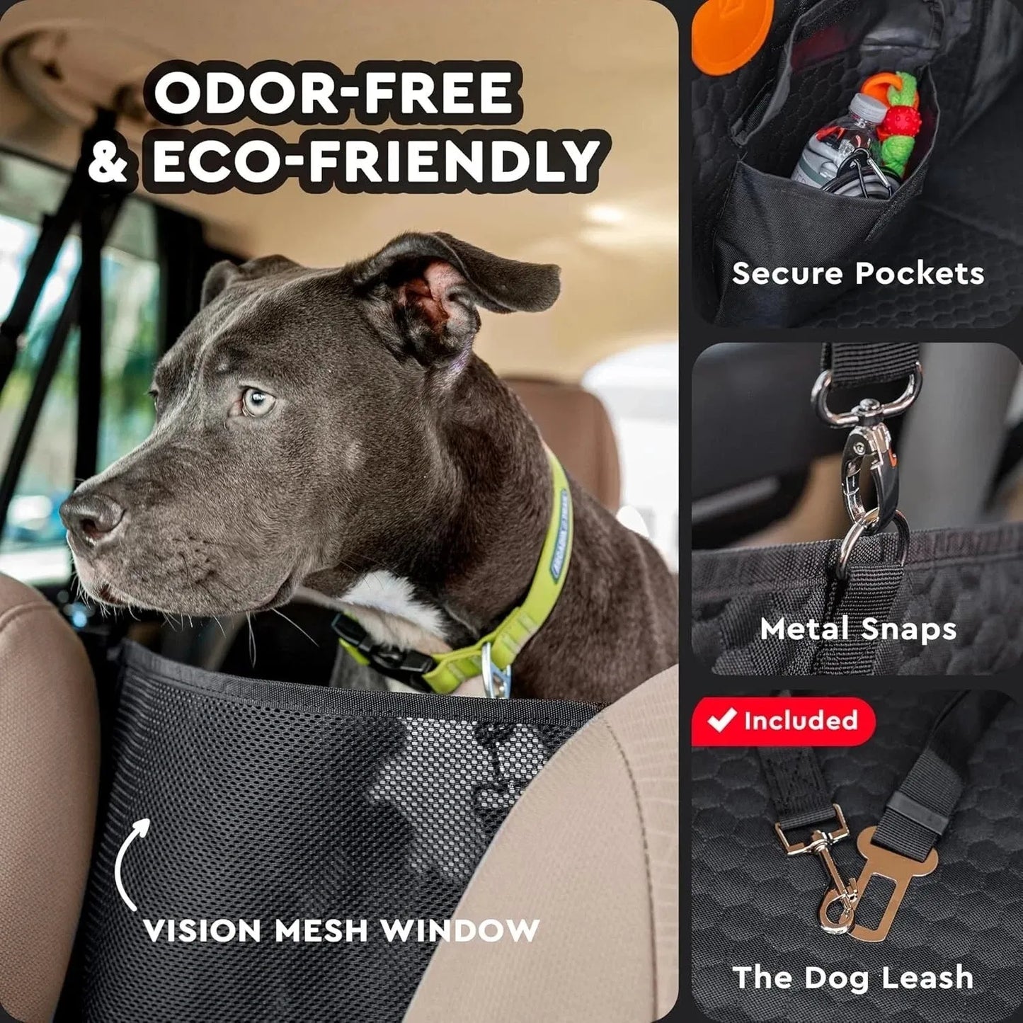 Hard Bottom Back Seat Extender Protector w/ Mesh Window & Storage for Dogs