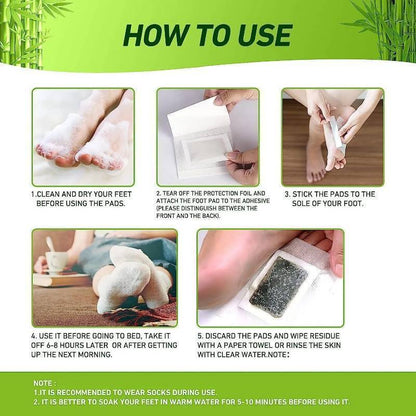 60ct All Natural Deep Cleansing Foot Pads for Better Sleep Stress Pain Relief