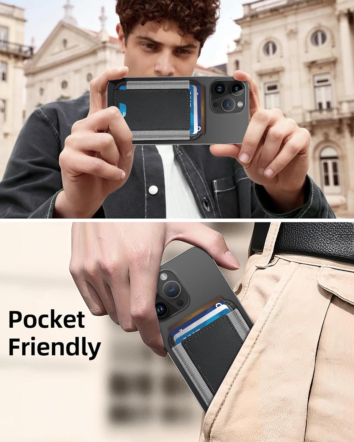 Magnetic Wallet for iPhone 17/16/15/14/13/12 Series, 7 Cards Holder, Magnetic Phone Wallets, 2 Slots, Black?Grey