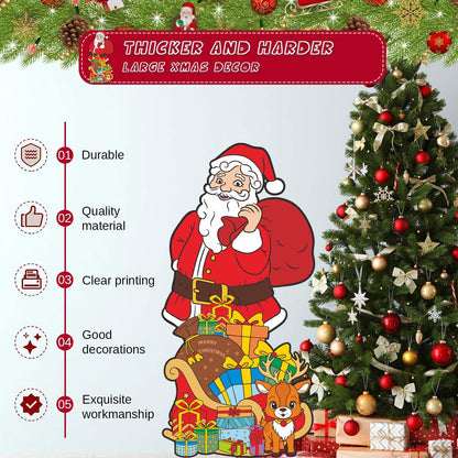 Large Santa Claus Christmas Decorations, Christmas Cardboard Cutout Standup for Xmas Wall Door Tree Porch Window Decor