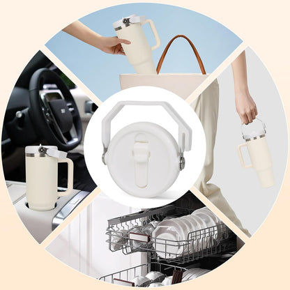 40 oz Flip Straw Leak Proof Lid with Handle for 40 oz. Stanley Quencher H2.0 & Pro Tour, Replacement Lid, Spill-proof, & Reusable (white)