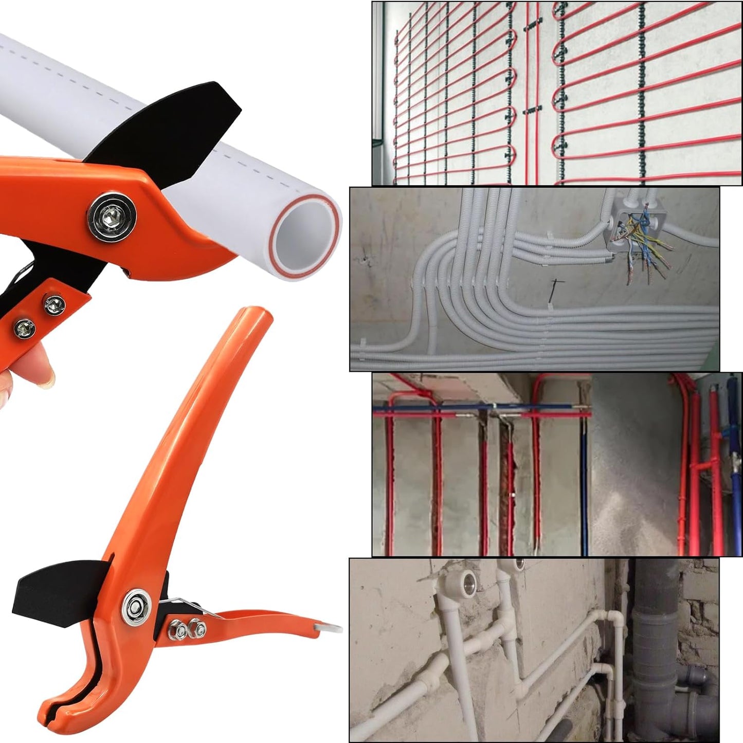 PVC Pipe Cutter, Heavy Duty Tubing Cutter with SK5 Blades Ratchet-type Tube and Pipe Cutter for Cutting PVC PEX Plastic PP-R Hoses up to 1-1/4" (32mm)