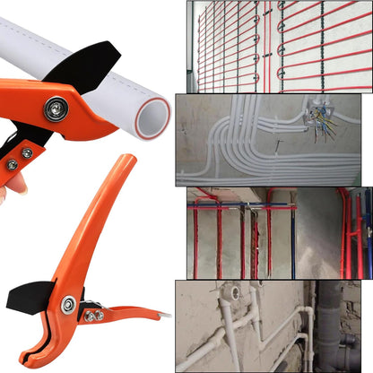 PVC Pipe Cutter, Heavy Duty Tubing Cutter with SK5 Blades Ratchet-type Tube and Pipe Cutter for Cutting PVC PEX Plastic PP-R Hoses up to 1-1/4" (32mm)