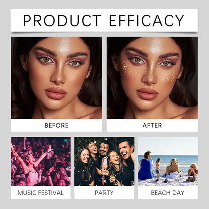 Makeup Patches, Face Makeup Patches, glitter freckles face tattoo, golden Fake Freckles, Waterproof Faux Freckles, Temporary Face Freckles For Women-6 Count