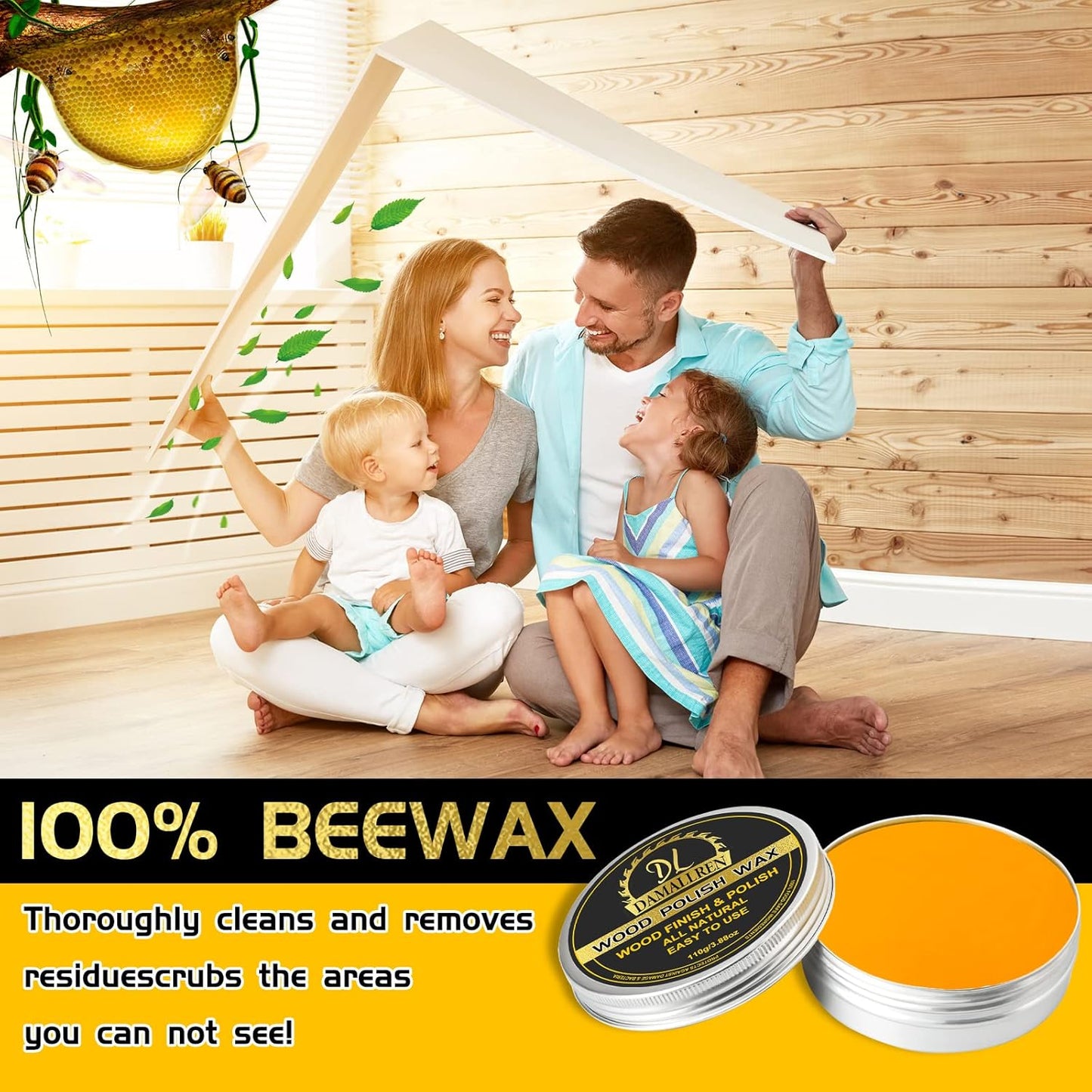 Beeswax Furniture Polish, Wood Seasoning Beeswax for Furniture Waterproof & Repair Wood Wax