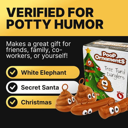 4pk Poop Ornaments for Holiday Trees (Brown)