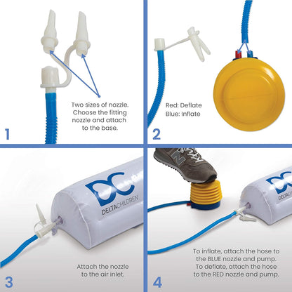 Inflatable Bed Rails for Toddlers & Kids with Foot Pump (2 Pack) - Leak-Proof Portable Guardrails Great for Travel or at Home, White