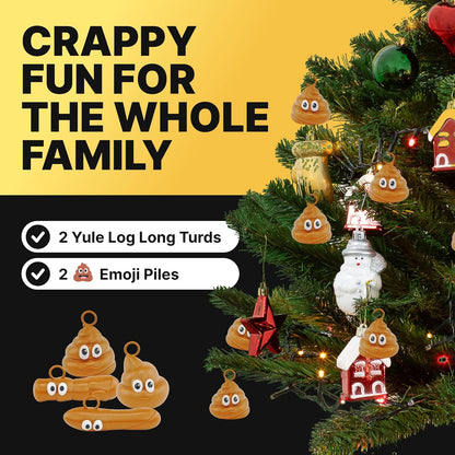 4pk Poop Ornaments for Holiday Trees (Brown)