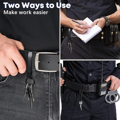 Heavy Duty Belt Key Clip with Quick Release and Removable Rings - 2 Pack