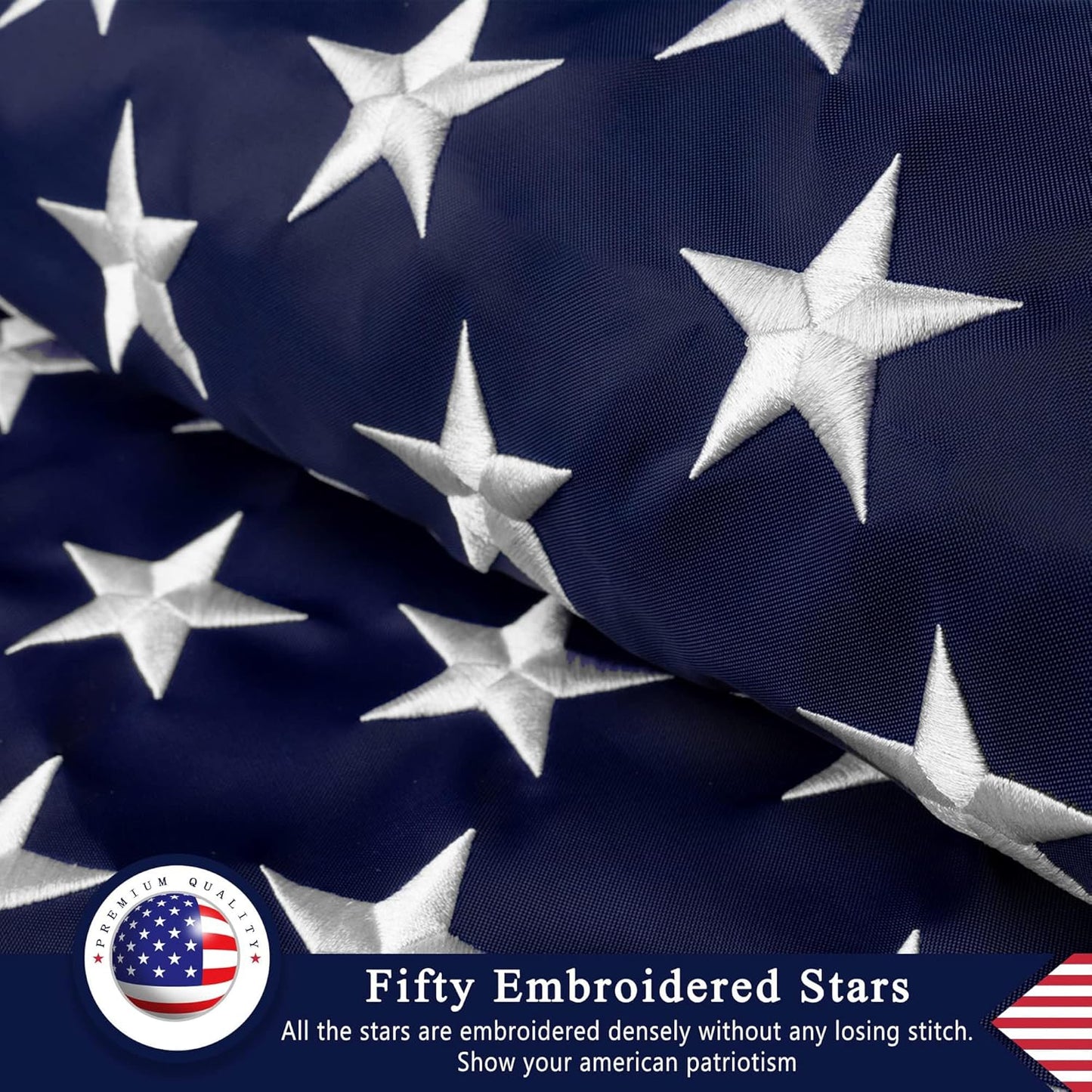 American Flag 3x5 Ft for Outside, Heavy Duty Nylon US Flags for High Wind Outdoor, Fade Resistant and Waterproof USA Flag with Embroidered Stars, Sewn Stripes, Brass Grommets