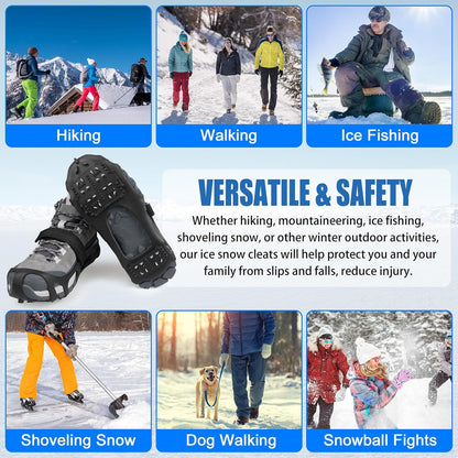 Ice Cleats Snow Traction Cleats for Walking on Snow and Ice Women Men Winter Outdoor Anti Slip Crampons (Size XL)