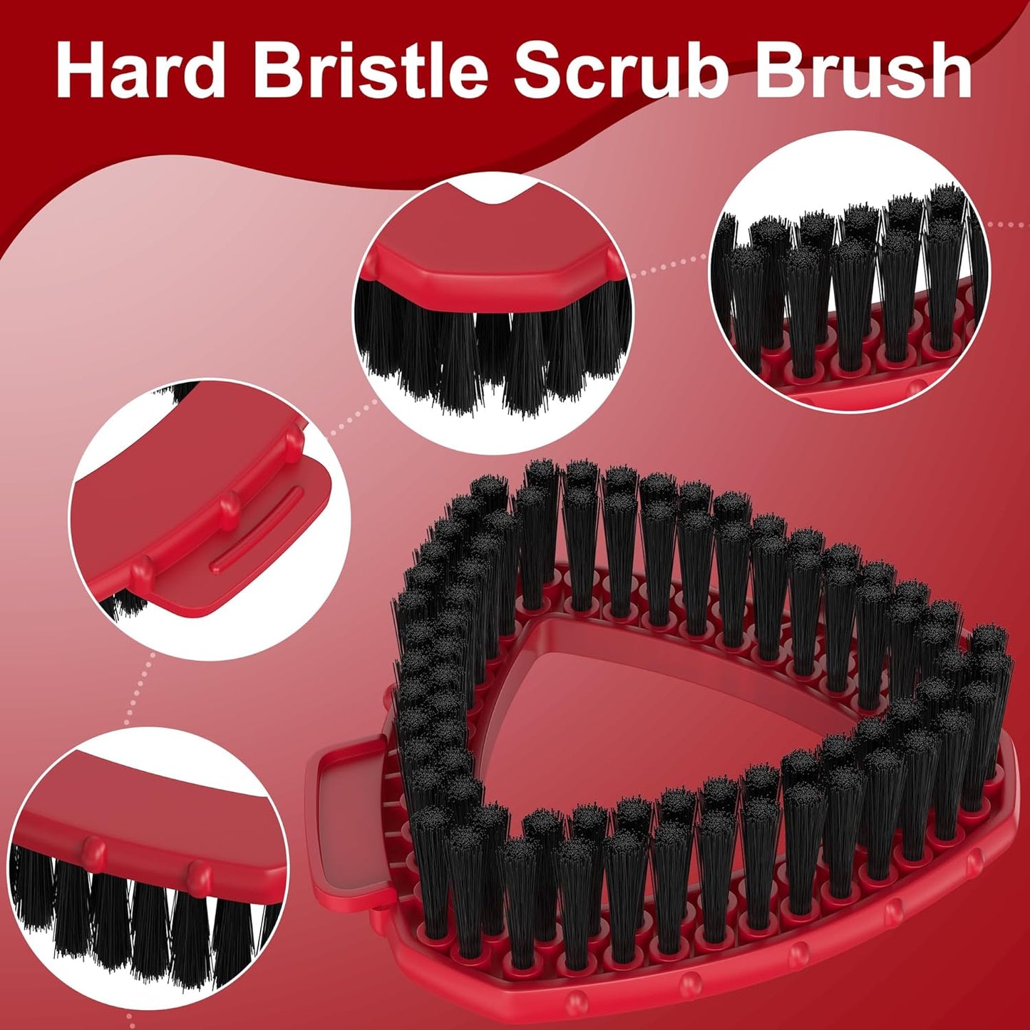 2-Pack Spin Mop Scrub Brush Replacement Heads Compatible with O-Cedar RinseClean 2-Tank System, Triangular Hard-Bristle Scrubber Mop Head for Kitchen and Bathroom Deep Cleaning