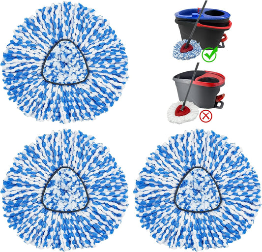 Pack of 3 Spin Mop Head Replacements Compatible with Ocedar RinseClean 2 Tank System, Mop Head Refill Replacement for O-cedar 2 Tank System - Easy to Replace,100% Microfiber, All Hard-surfaced Floor Clean
