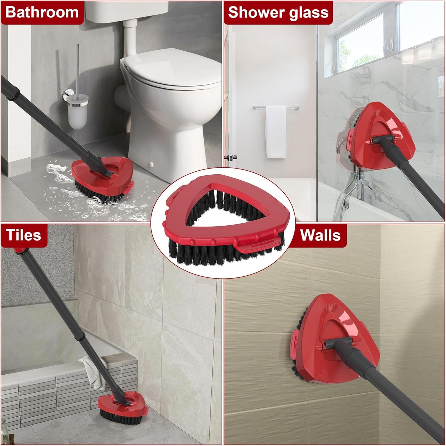 2-Pack Spin Mop Scrub Brush Replacement Heads Compatible with O-Cedar RinseClean 2-Tank System, Triangular Hard-Bristle Scrubber Mop Head for Kitchen and Bathroom Deep Cleaning