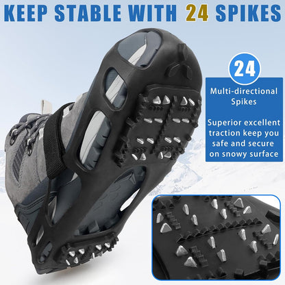 Ice Cleats Snow Traction Cleats for Walking on Snow and Ice Women Men Winter Outdoor Anti Slip Crampons (Size XL)
