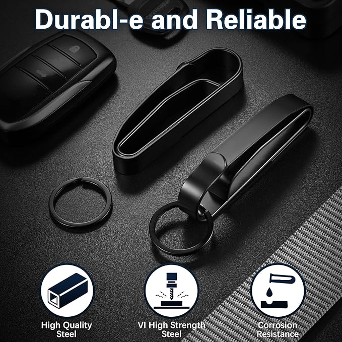 Heavy Duty Belt Key Clip with Quick Release and Removable Rings - 2 Pack