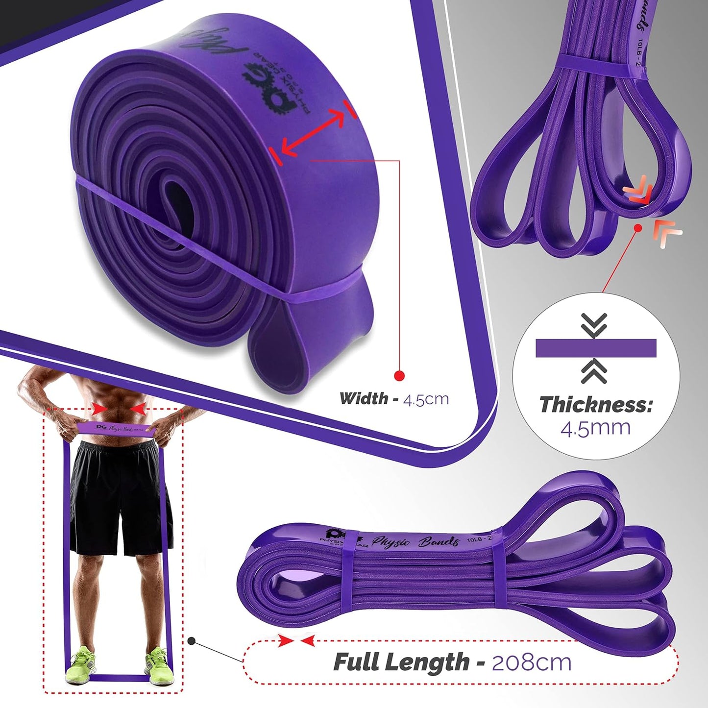 Physix Gear Pull Up Assistance Resistance Extra Heavy Band - Purple (Single)