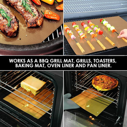 Air Fryer Oven Liners & Grill Mats 6 Pack (11.5" x 11.5") – Non-Stick, Reusable, Heat Resistant Toaster Oven Sheets – Cut-to-Fit, BPA Free & Dishwasher Safe, Black
