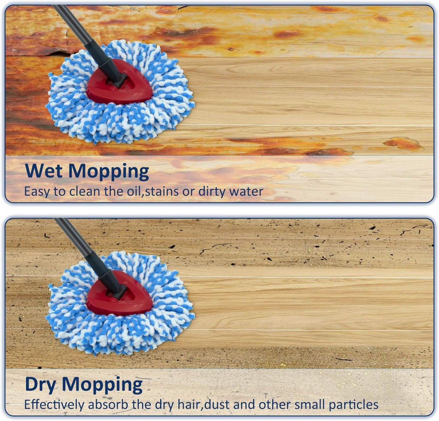 Pack of 3 Spin Mop Head Replacements Compatible with Ocedar RinseClean 2 Tank System, Mop Head Refill Replacement for O-cedar 2 Tank System - Easy to Replace,100% Microfiber, All Hard-surfaced Floor Clean