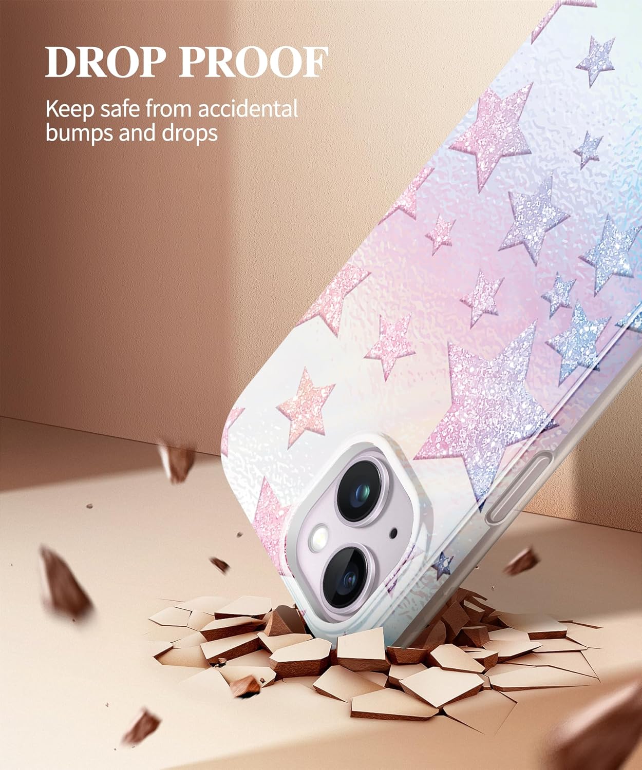 iPhone 14 Case STARS/GRADIENT PURPLE 6.1" with 10ft Military Grade Drop Protection