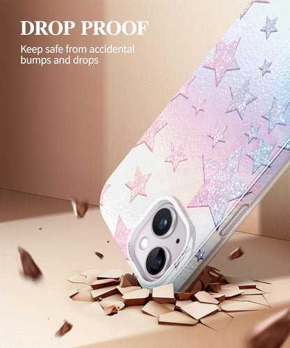 iPhone 14 Case STARS/GRADIENT PURPLE 6.1" with 10ft Military Grade Drop Protection