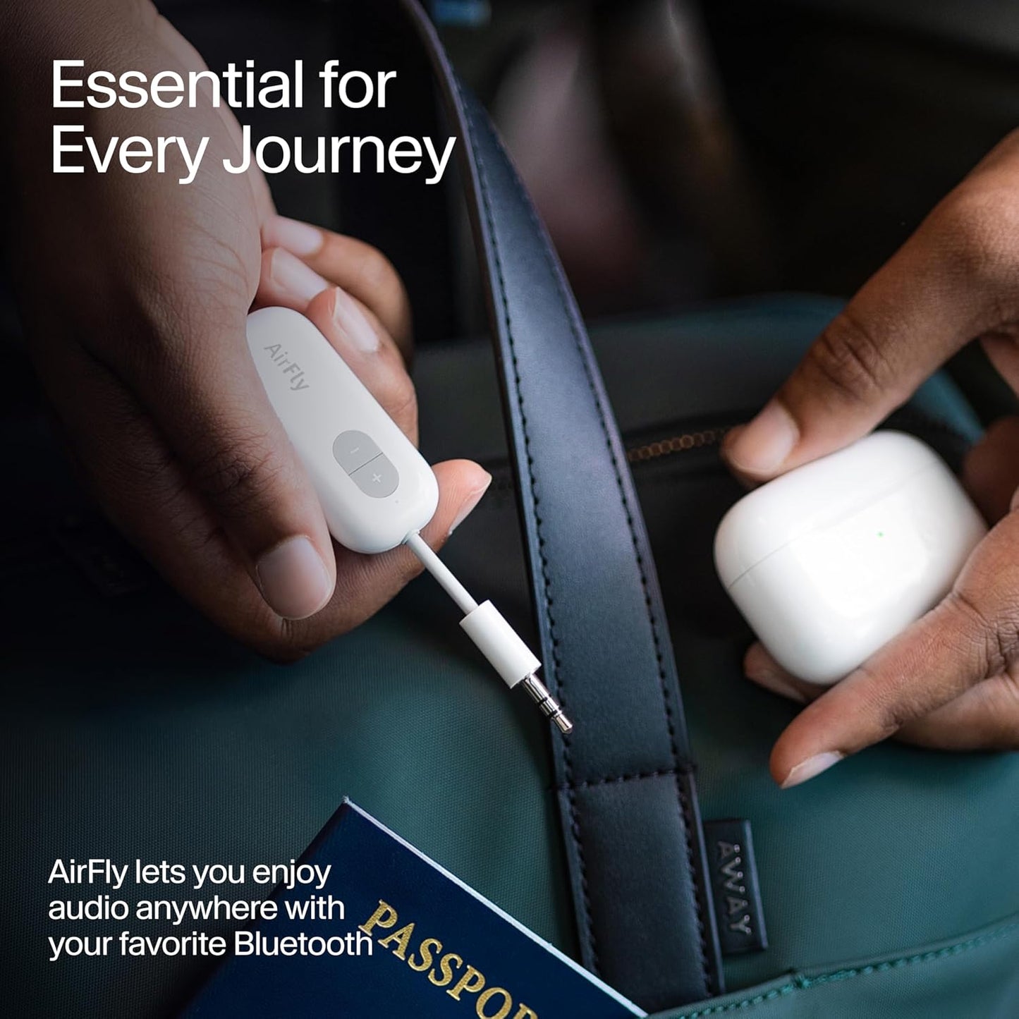 AirFly SE | Bluetooth Wireless Audio Transmitter Adapter for AirPods/Headphones, 20+ Hr Battery, Works with 3.5mm aux Jacks on Airplanes, TVs, Gym Equipment, and Travel