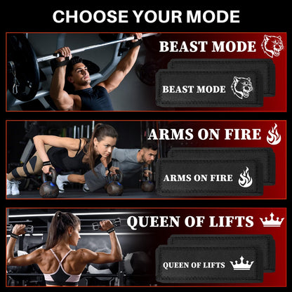 Lifting Straps BEIGE/BLACK for Weightlifting Gym Strength Training - Wrist Straps with Neoprene Padded Cotton - Men & Women – Ideal for Powerlifting, Bodybuilding & Deadlifts