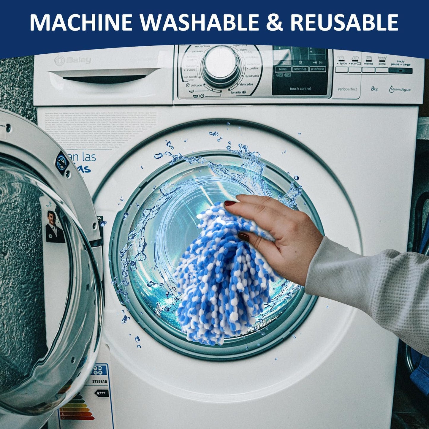 Pack of 3 Spin Mop Head Replacements Compatible with Ocedar RinseClean 2 Tank System, Mop Head Refill Replacement for O-cedar 2 Tank System - Easy to Replace,100% Microfiber, All Hard-surfaced Floor Clean