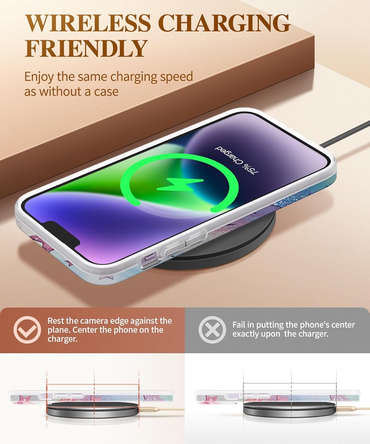 iPhone 14 Case STARS/GRADIENT PURPLE 6.1" with 10ft Military Grade Drop Protection