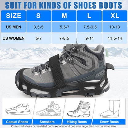 Ice Cleats Snow Traction Cleats for Walking on Snow and Ice Women Men Winter Outdoor Anti Slip Crampons (Size XL)