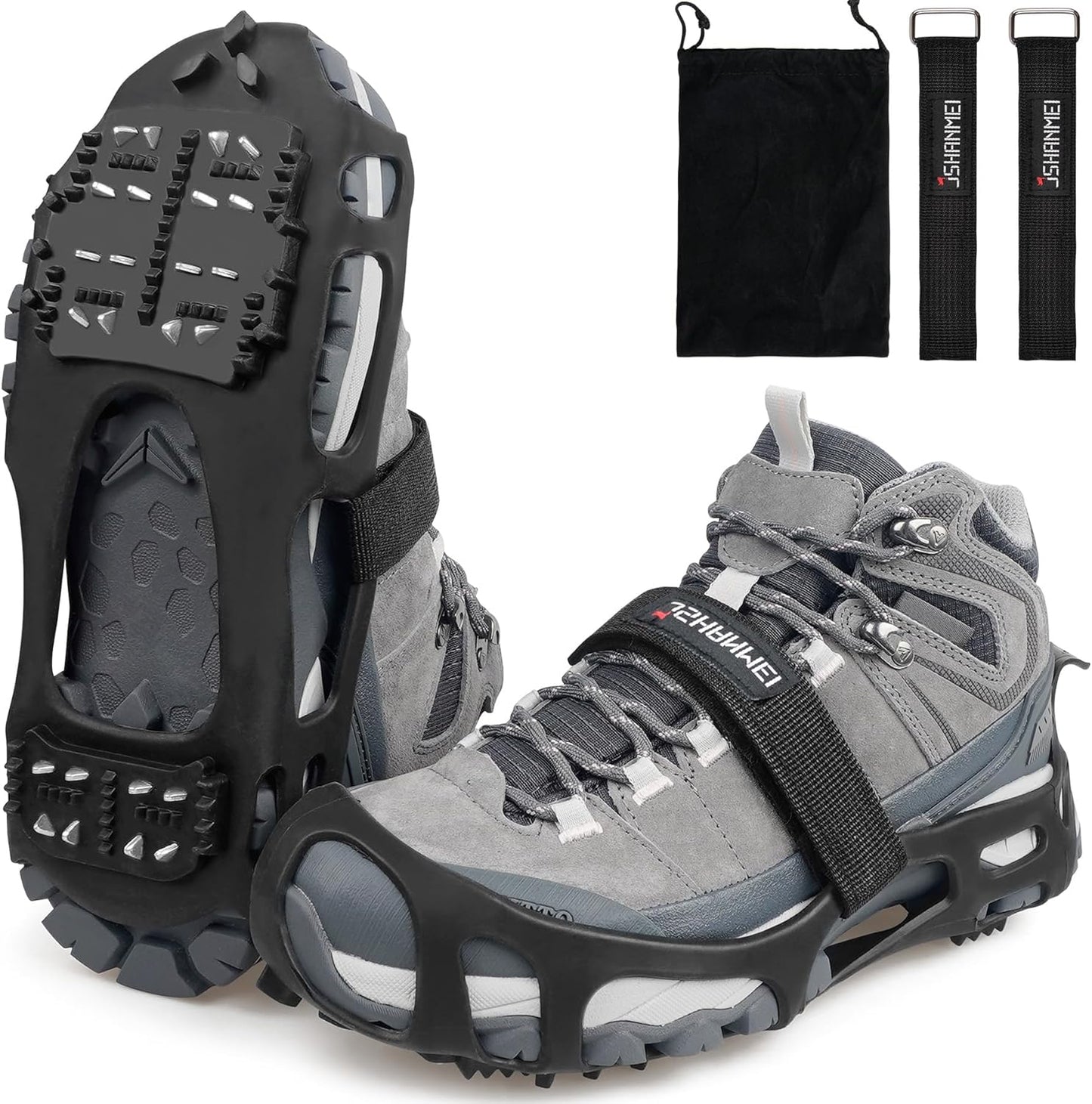 Ice Cleats Snow Traction Cleats for Walking on Snow and Ice Women Men Winter Outdoor Anti Slip Crampons (Size XL)