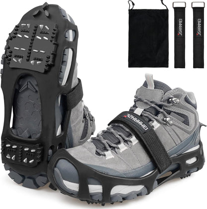 Ice Cleats Snow Traction Cleats for Walking on Snow and Ice Women Men Winter Outdoor Anti Slip Crampons (Size XL)