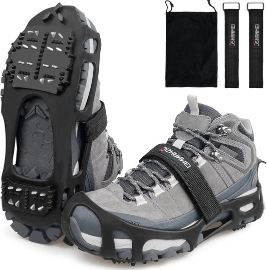 Ice Cleats Snow Traction Cleats for Walking on Snow and Ice Women Men Winter Outdoor Anti Slip Crampons (Size XL)