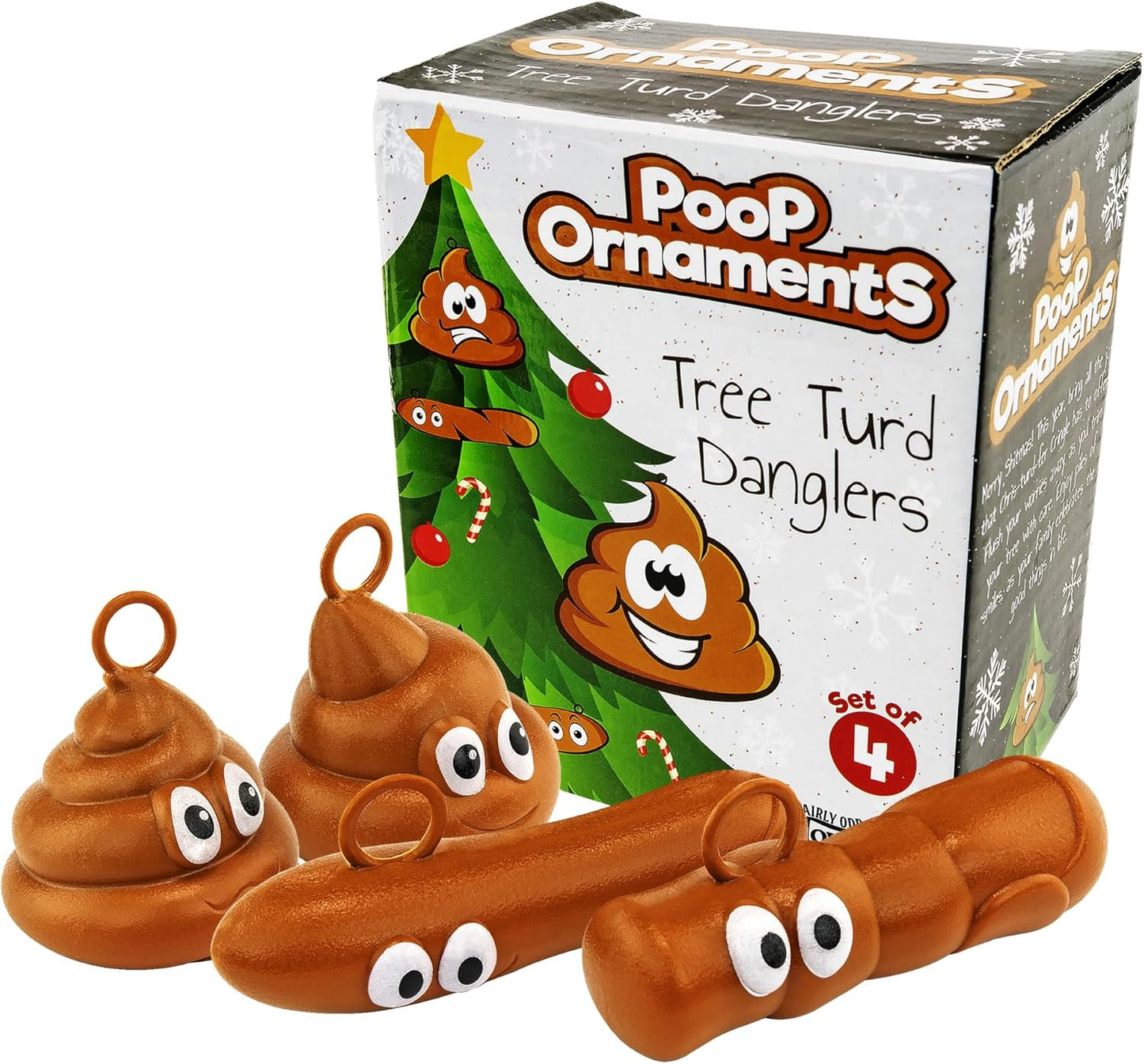4pk Poop Ornaments for Holiday Trees (Brown)