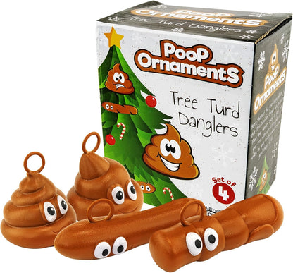 4pk Poop Ornaments for Holiday Trees (Brown)