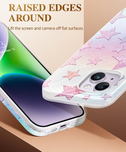 iPhone 14 Case STARS/GRADIENT PURPLE 6.1" with 10ft Military Grade Drop Protection