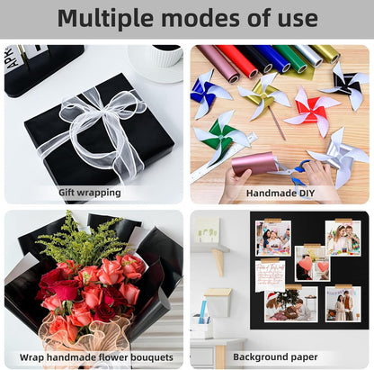 Black Wrapping Paper Roll, Matte Metal Solid Color Wrapping Paper