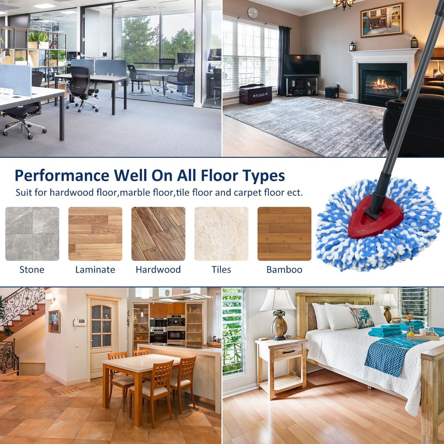 Pack of 3 Spin Mop Head Replacements Compatible with Ocedar RinseClean 2 Tank System, Mop Head Refill Replacement for O-cedar 2 Tank System - Easy to Replace,100% Microfiber, All Hard-surfaced Floor Clean